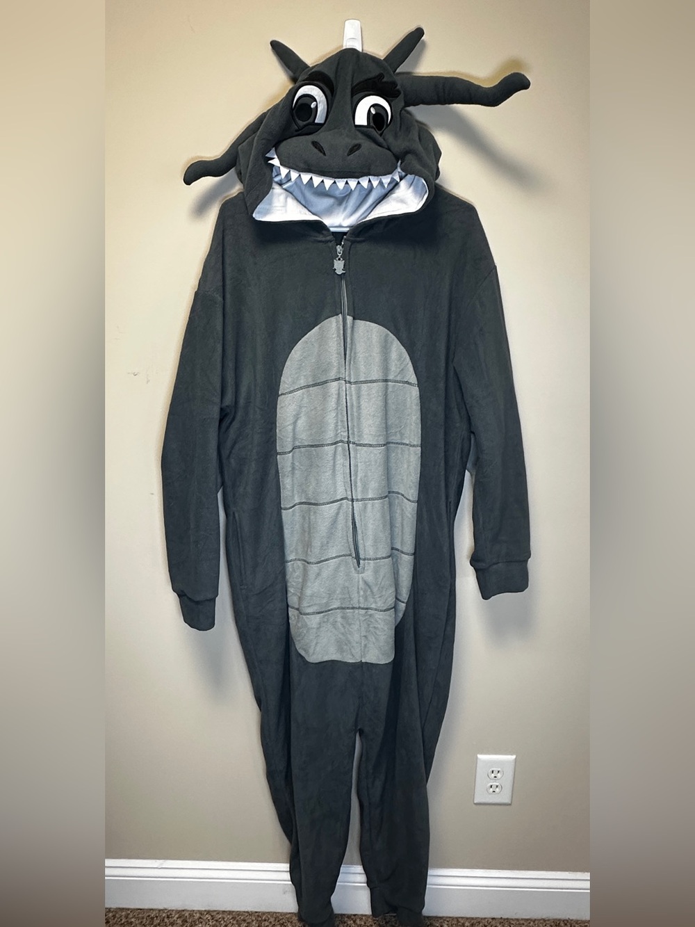 Dragon Halloween Costume Adult Unisex Fleece Hooded One Piece